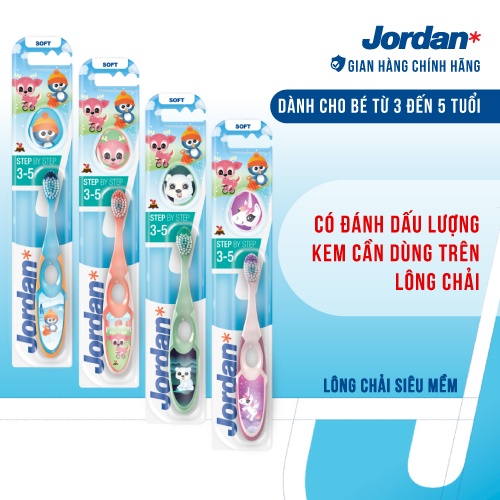 [Mã BMBAU50 giảm 7% đơn 99K] Combo 4 Bàn chải đánh răng Jordan Step 2 (3-5 tuổi), Lông mềm