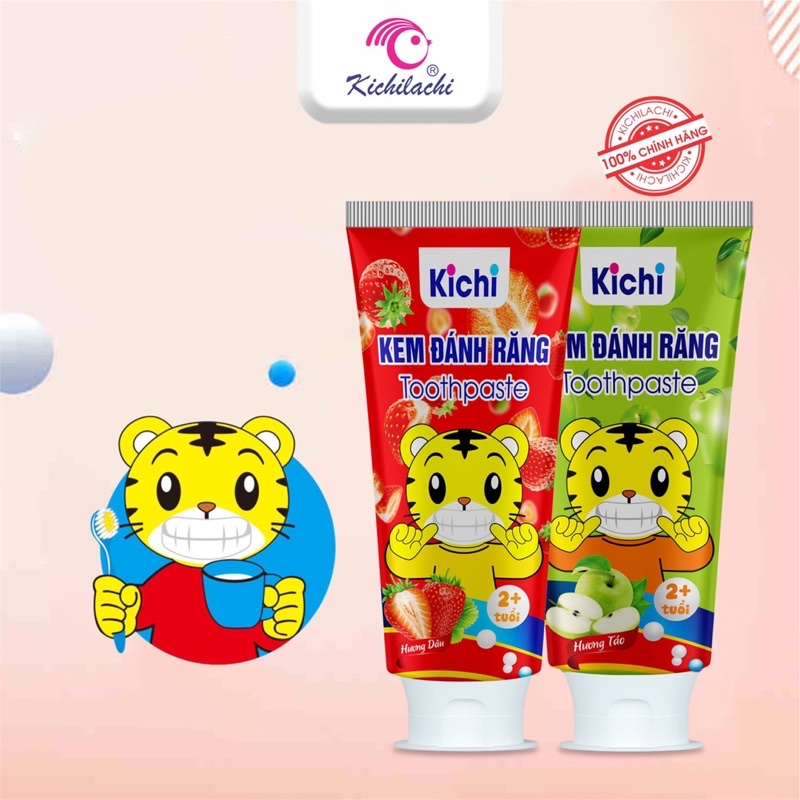 Kem Đánh Răng Cho Bé Nuốt Được Kichilachi , Bảo Vệ Răng Nướu Toàn Diện, Tuýp 60gr