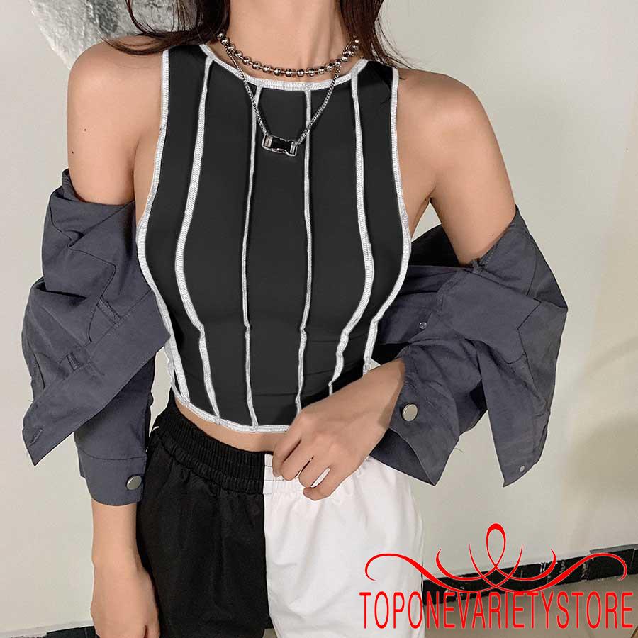 Áo Crop Top Nữ Tay Dài Kẻ Sọc Ngang Thời Trang | BigBuy360 - bigbuy360.vn