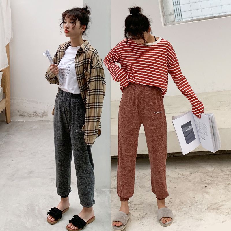 Quần ống rộng, Quần dài mặc nhà mùa xuân và mùa thu pyjama, ôm sát mềm mại và thoải mái