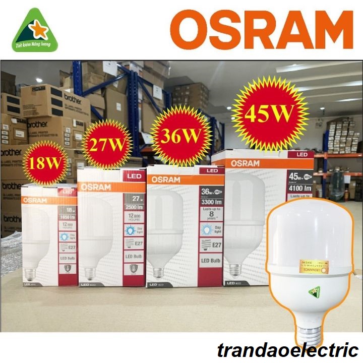 Bóng đèn led trụ Eco Osram E27 18W/27W/W36/45W 6500K