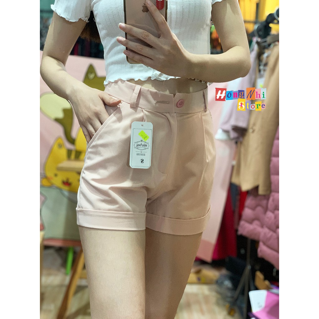Quần Đùi Nữ Cạp Cao Dây Kéo, Quần Short Nữ Lưng Cao