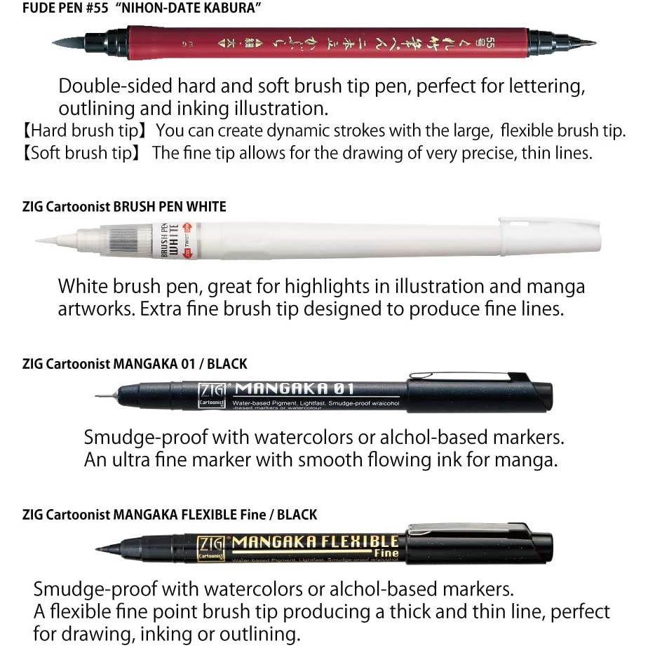 Bộ 4 cây bút vẽ đặc biệt cho Inktober của Zig, Kuretake