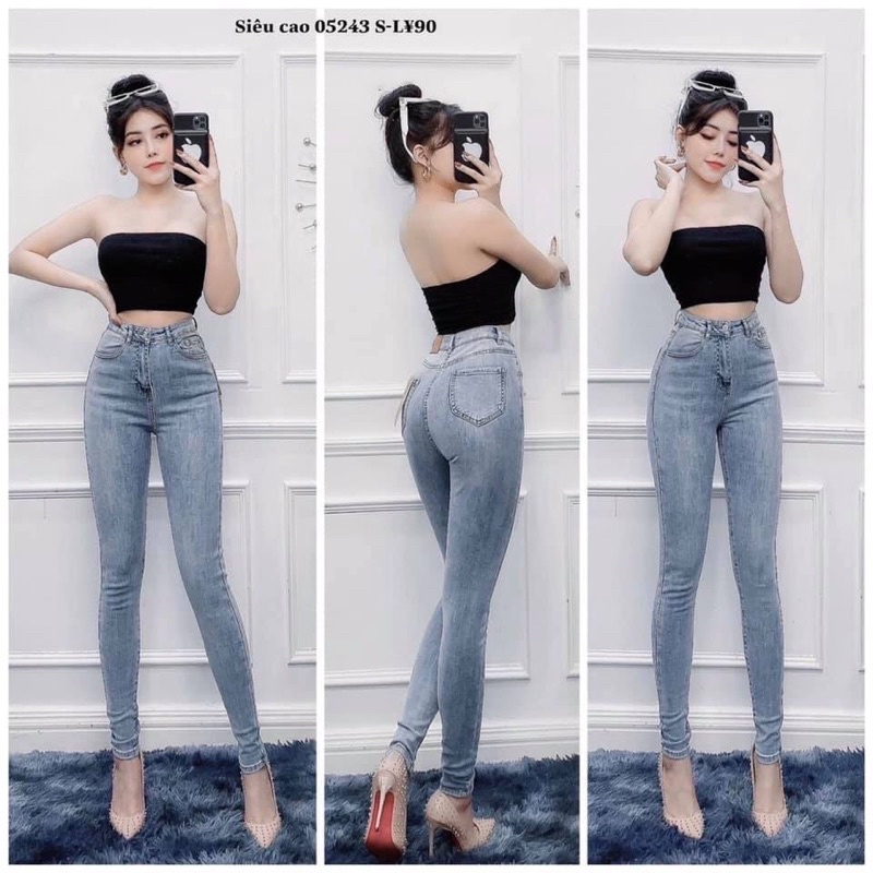 Quần jean ôm trơn co giãn