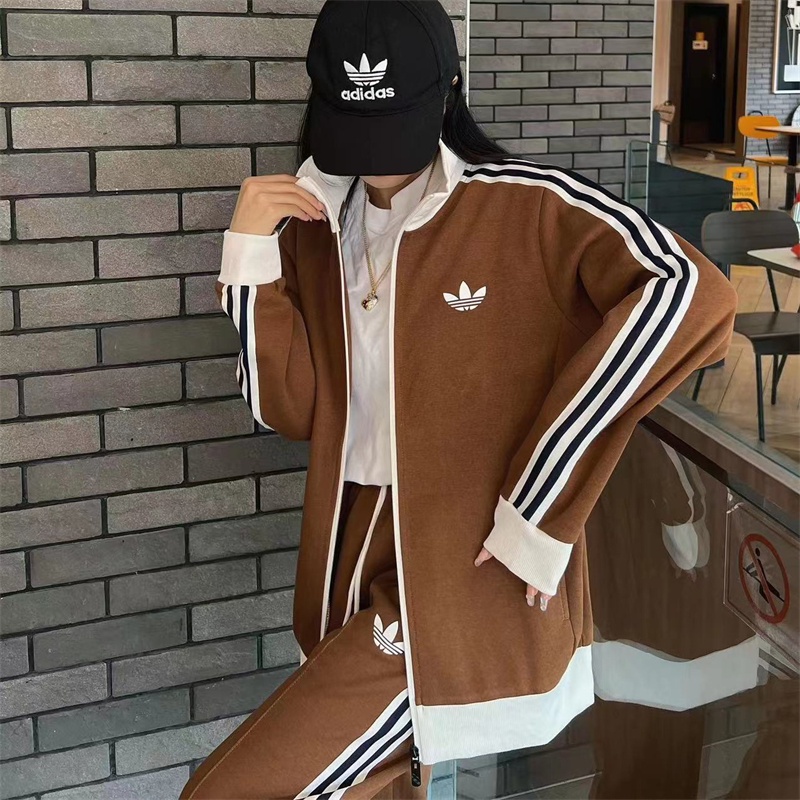 Áo Khoác Gió Adidas Màu Trơn Phối Khóa Kéo Thời Trang Cho Cặp Đôi