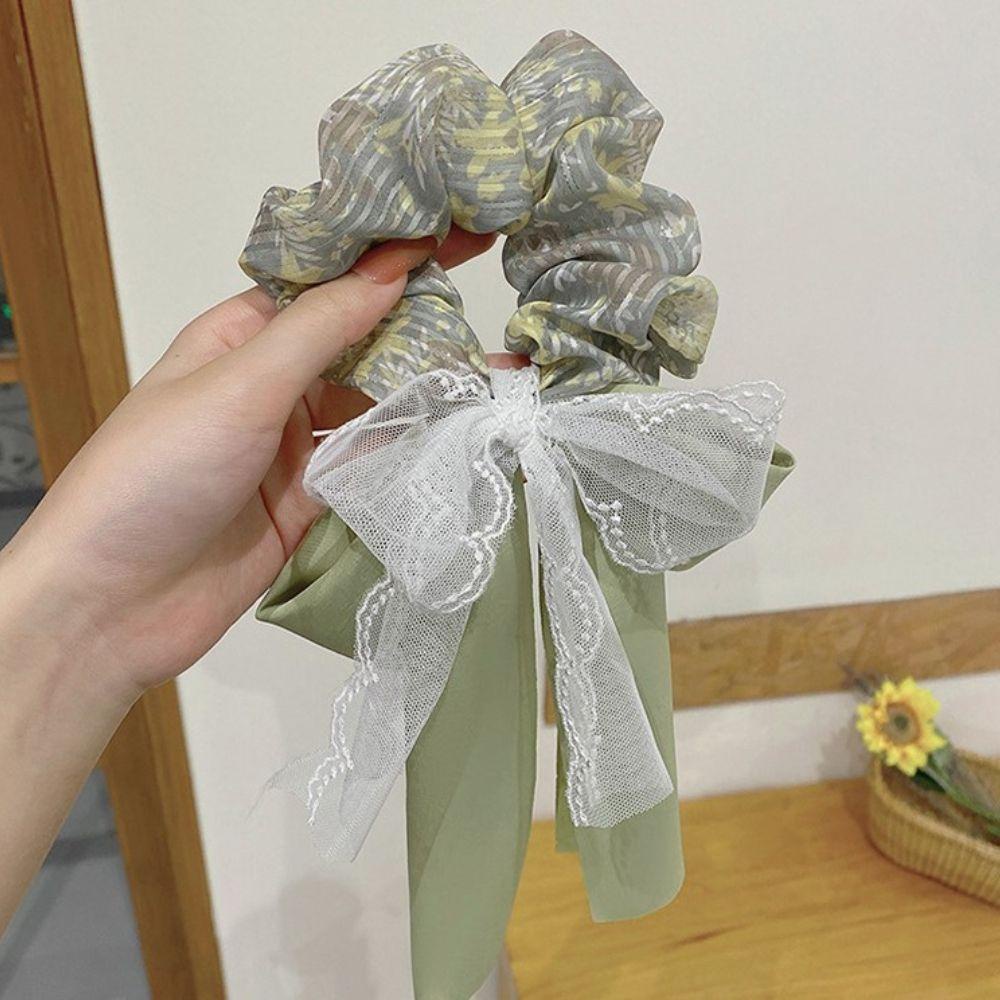 Dây Cột Tóc Màu Xanh Lá Bản Lớn Thời Trang Cho Nữ