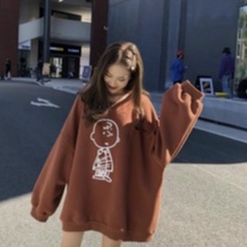 Áo nỉ tay bồng in hình Kid nữ - Rere.Store [FREESHIP]  G18-3- Sweater dài tay form rộng dáng suông, thiết kế cá tính