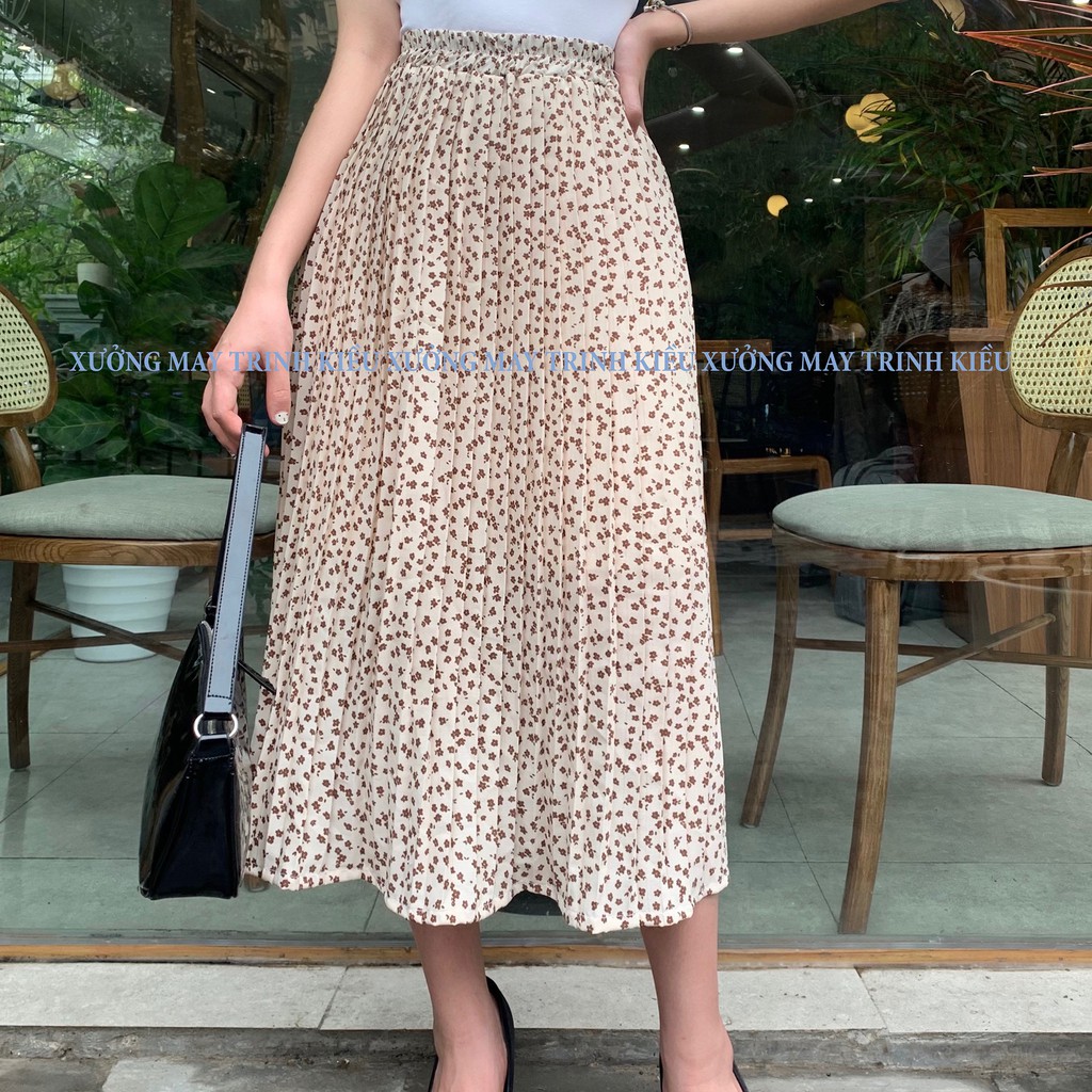 Chân váy xếp ly - Chân váy dáng dài ulzzang 2 lớp cạp chun vải chiffon mềm mịn mát XUONGMAYTNT CVCC2805 | BigBuy360 - bigbuy360.vn