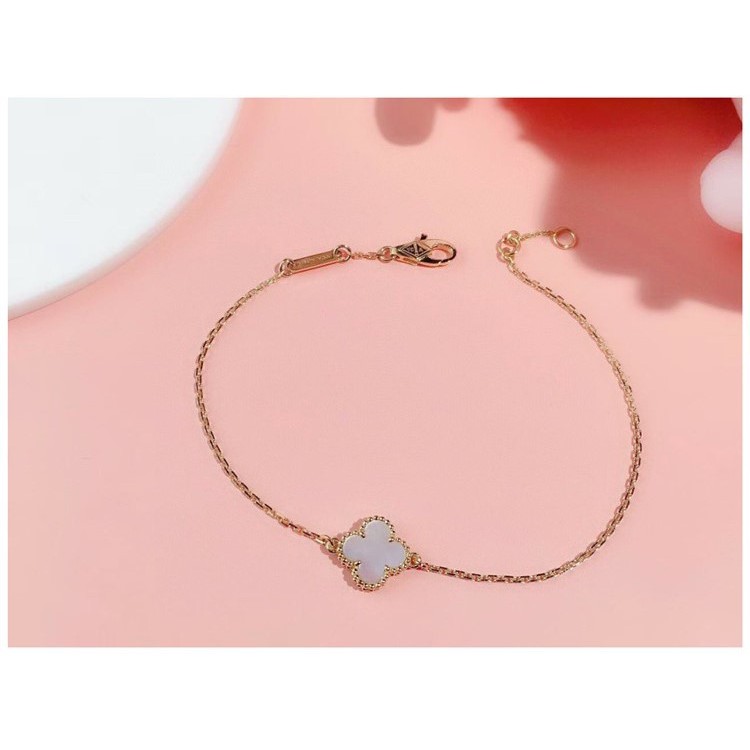 Lắc tay cỏ 4 lá bạc ý 925 hình 1 bông ( Đen, Đỏ, Xanh lá, Trắng ) đơn giản trẻ trung phong cách hàn quốc