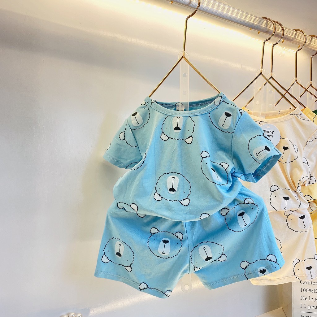 Bộ Cộc Tay Thun Lạnh Hình Gấu Sun Minky Mom Mịn Mát Cho Bé