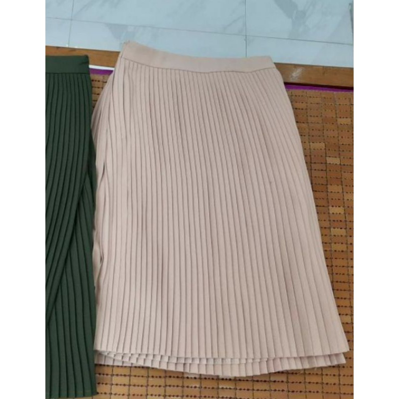 Chân Váy Xếp Ly Dáng dài qua gối LINH CHI dáng Xuông form cực chuẩn đẹp dài 65cm vải cát len RŨ ĐẸP MỀM MỊN