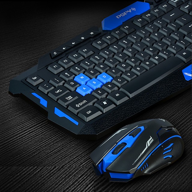 {Hot}Bộ Bàn Phím Giả Cơ Gaming Kèm Chuột Chơi Game Không Dây HK8100 Dùng Cho Máy Tính Để Bàn PC Laptop