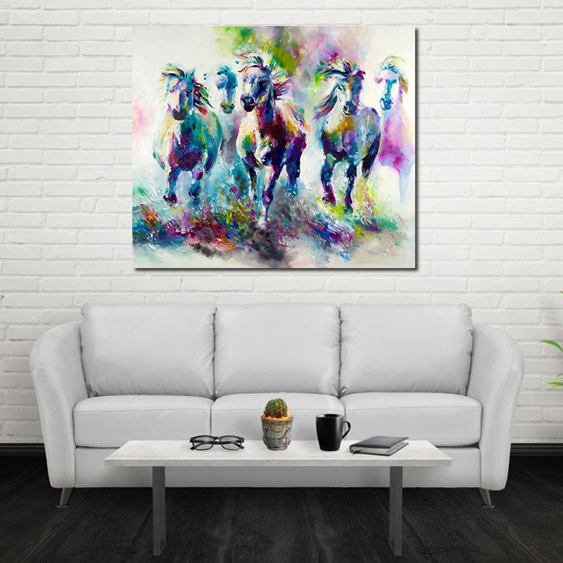 Tranh Vải Canvas Treo Tường Trang Trí Nội Thất Hình Chú Ngựa Độc Đáo