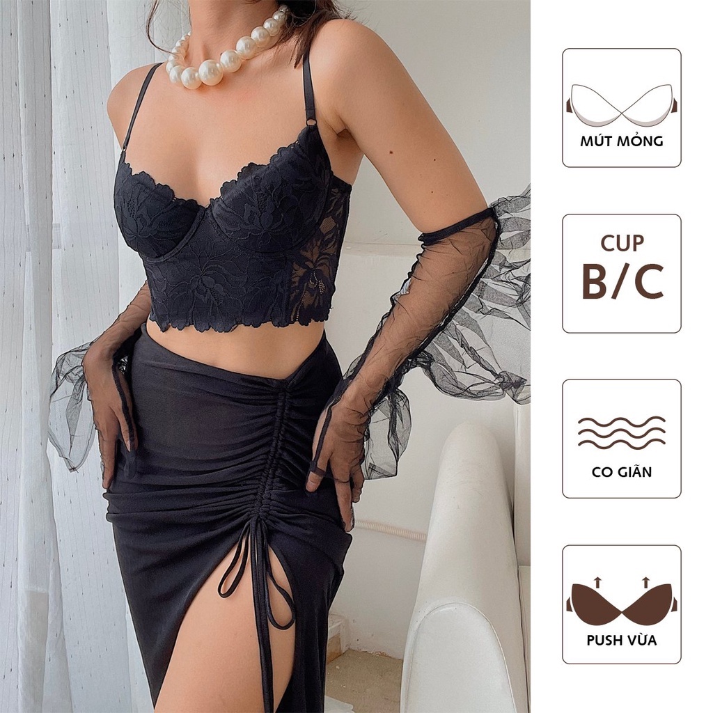 Áo Toplette thời trang mút mỏng sẵn gọng nâng ôm người tôn quả, ren co giản phù hợp với Nàng cup B/C thiết kế Cô Kim 7