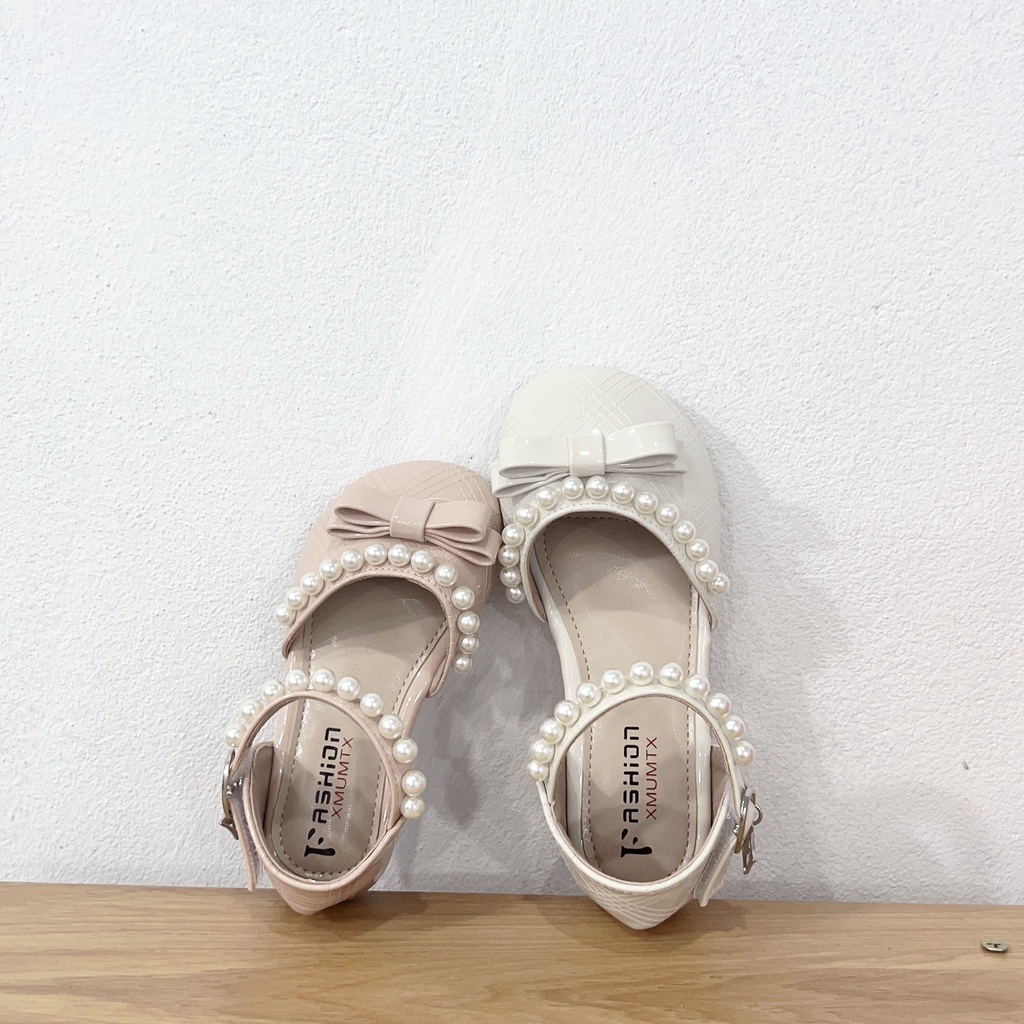 Giày búp bê bé gái da bóng mềm đính hạt siêu xinh sang chân đế dẻo nơ nhỏ xinh xắn thời trang 9008