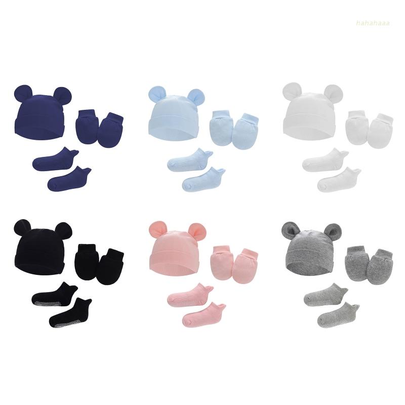 1 Set Găng Tay+Vớ Cotton Mềm Mại Chống Trầy Xước Cho Bé Sơ Sinh