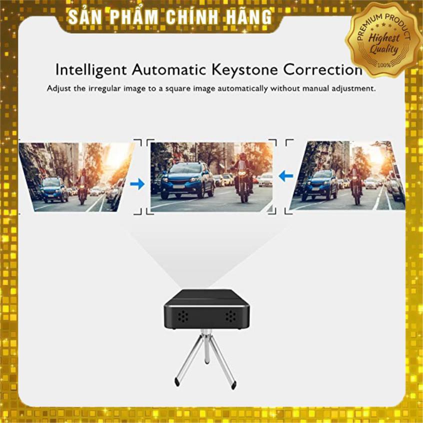 Máy chiếu mini cầm tay AKASO Mini Portable 1080p HD DLP LED WiFi Projector khuyến mại pin dự phòng sạc không dây