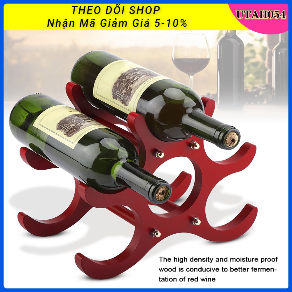 Giá đỡ 6 chai rượu vang đỏ bằng gỗ tiện dụng