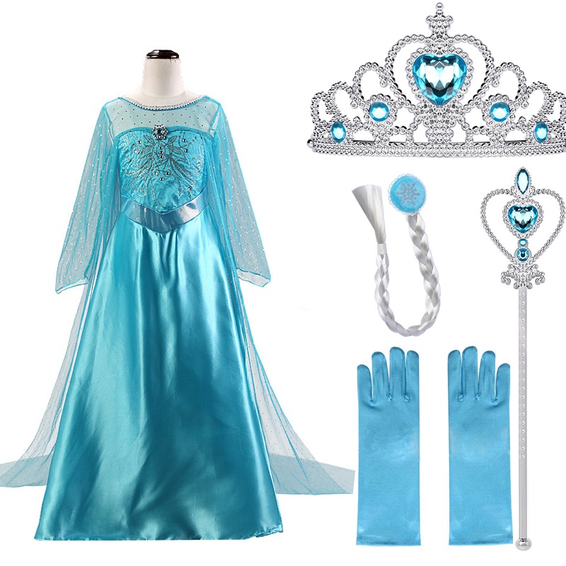 Set đầm công chúa Anna Elsa trong phim hoạt hình frozen dễ thương cho bé gái