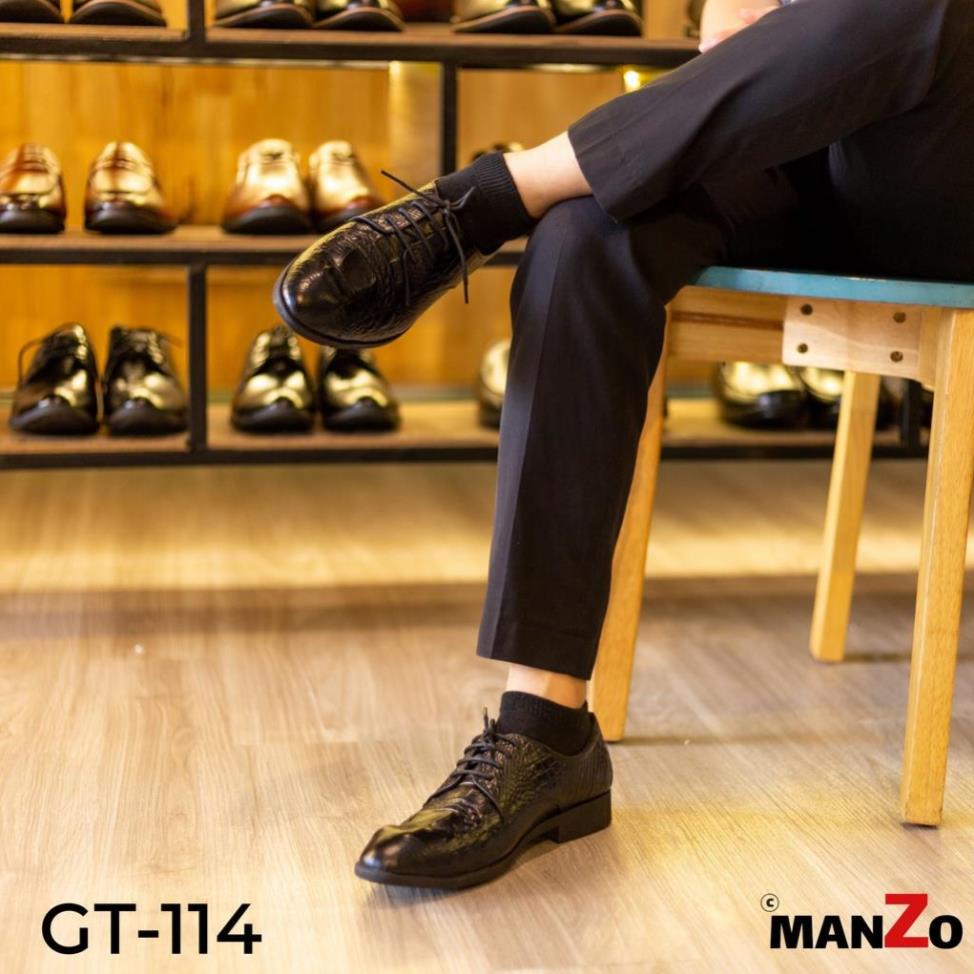 Giày da bò dập vân cá sấu cực chất - Giày da nam cao cấp nhất tại manzo store - Bảo hành 12 tháng – GT114DEN ☺️