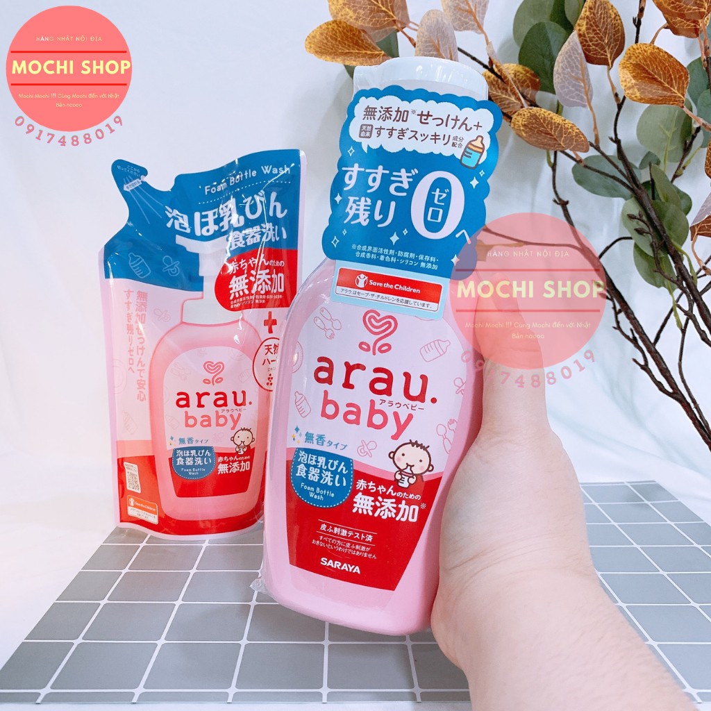 COMBO RỬA BÌNH ARAU NHẬT BẢN (CHAI 500ML + TÚI 450ML)