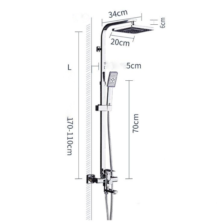 Bộ Sen Cây Tắm Đứng Nóng Lạnh INOX SUS 304 Vuông CO 770