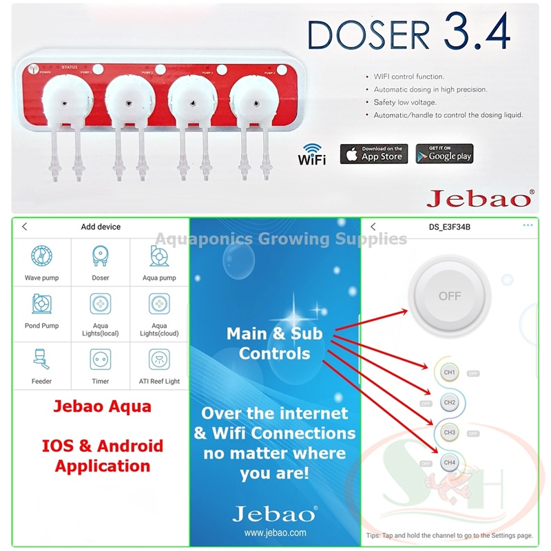 Máy bơm định lượng Jebao Doser 3.4 Wifi bổ sung dinh dưỡng tự động bể cá san hô thủy sinh