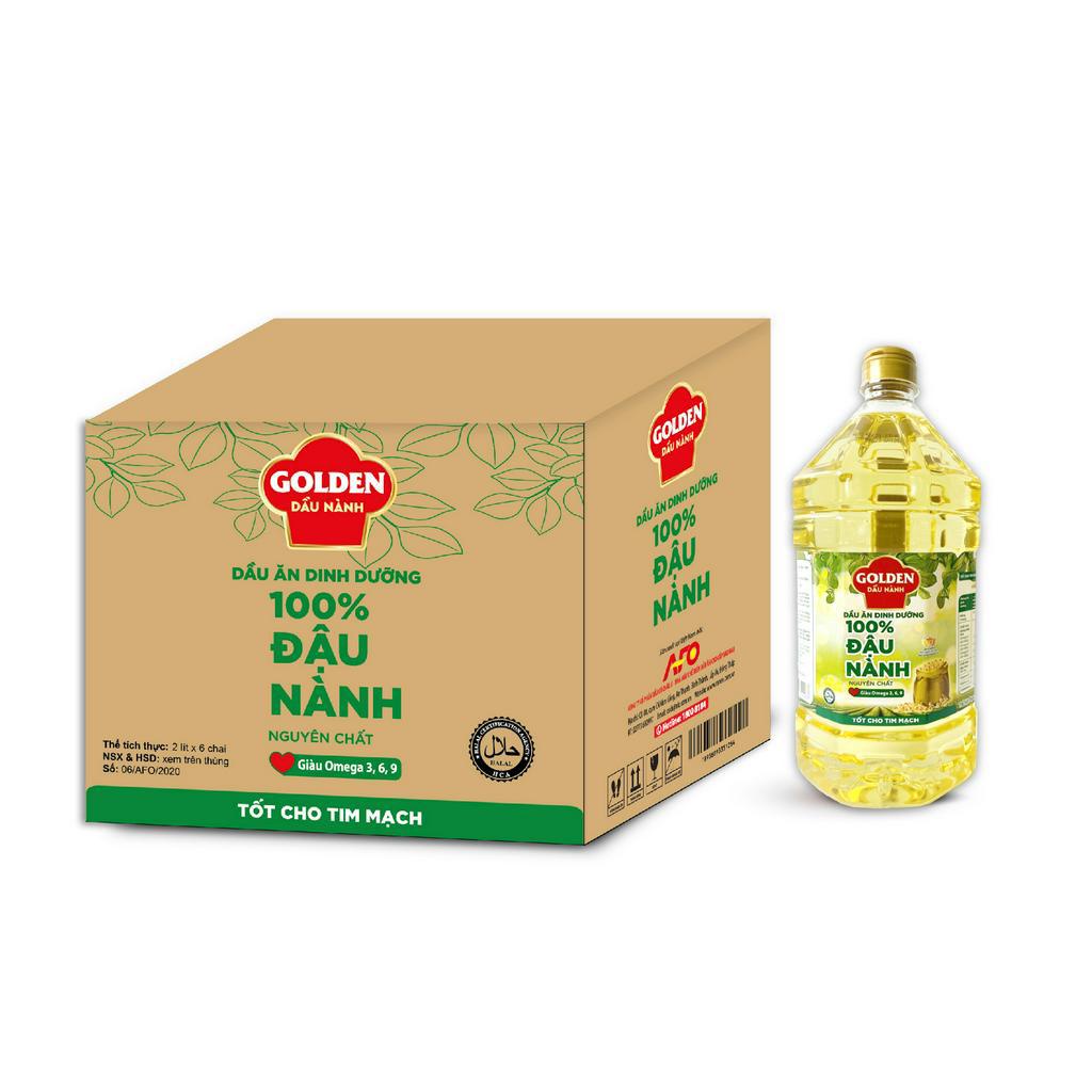 Thùng Dầu Đậu Nành cao cấp Golden 2 lít (2 lít x 6 chai)