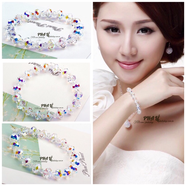 Vòng Tay Pha Lê Tròn Dẹp Trắng S08-S04 Được Thiết Kế Từ Pha Lê Swarovski