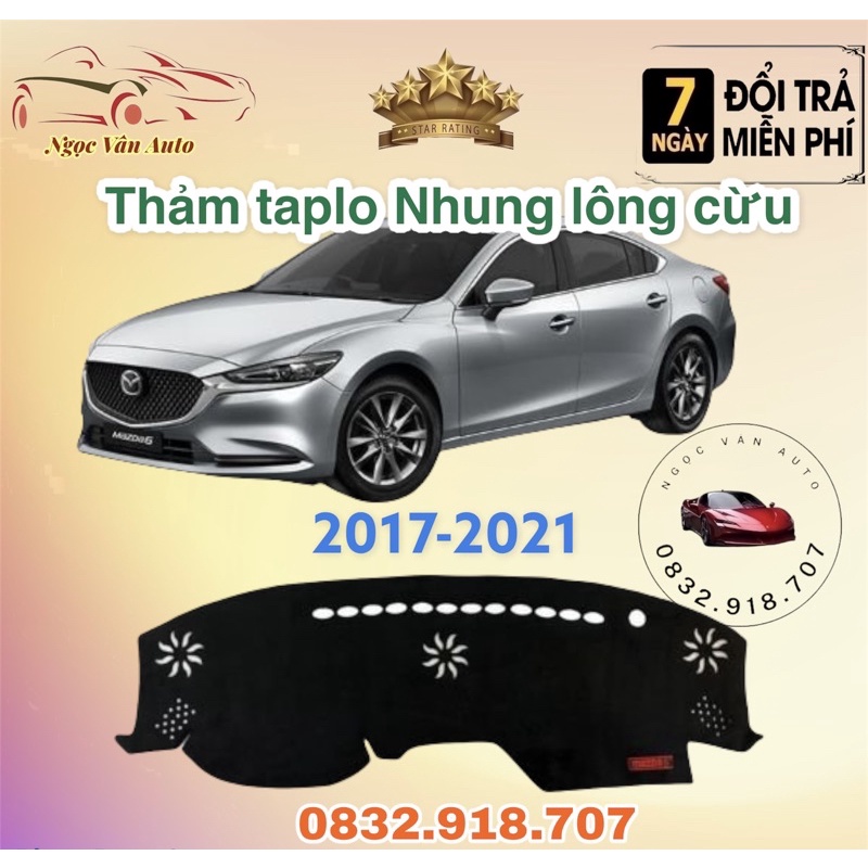 Thảm taplo nhung Mazda 6 2013 - 2021 Nhung lông cừu 3 lớp có chống trượt