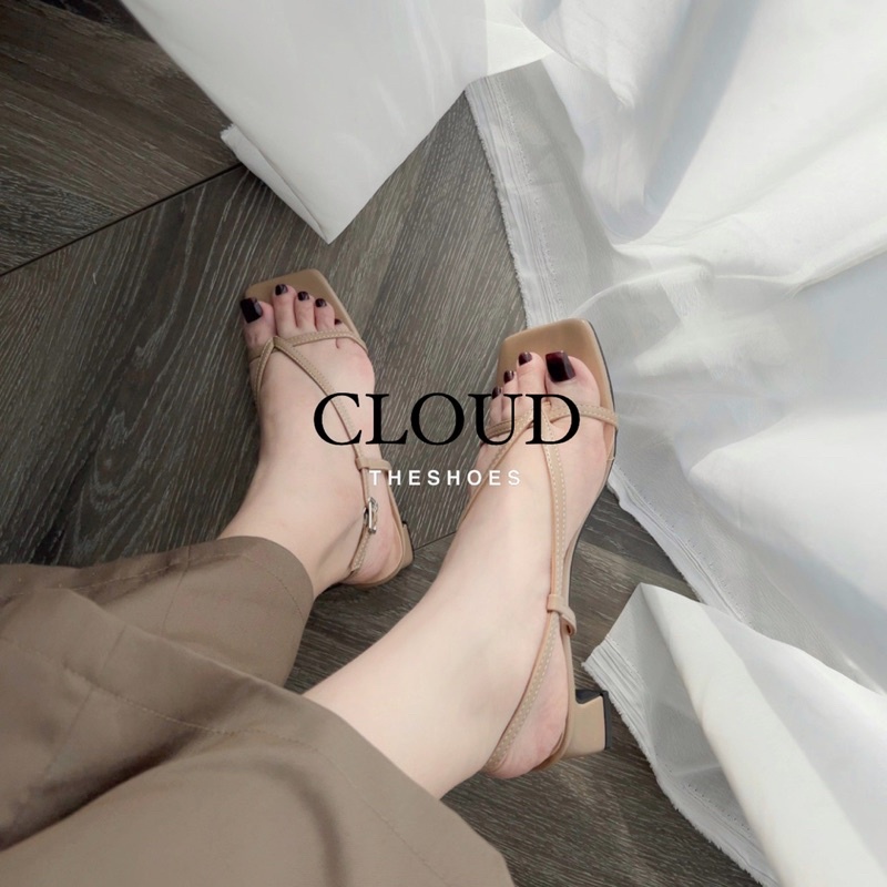 Giày cao gót sandal nữ mũi vuông xỏ kẹp ngang khóa cài – Cloud The Shoes
