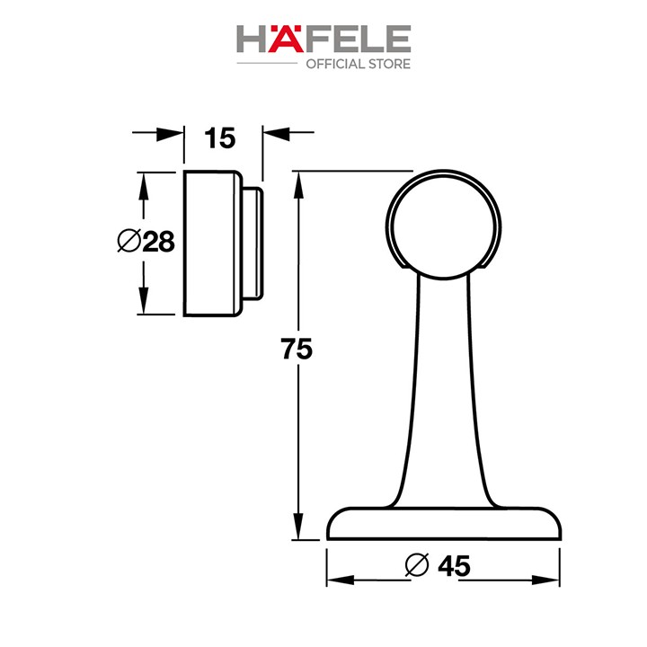 Chặn Cửa Nam Châm ZI, BP HAFELE - 489.70.257