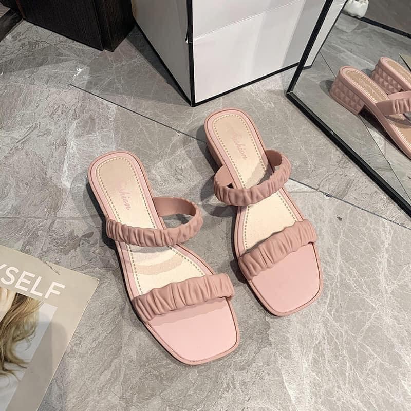 Sandal  , sandal Nhựa Nữ 2 Quai Ngang, Cao 5 cm, Đi Mưa, Chống Trơn Trượt