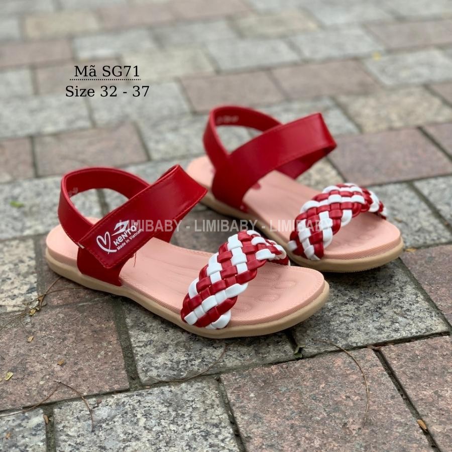 Sandal bé gái Kento quai ngang đỏ xinh xắn quai hậu cho bé gái 6 - 12 tuổi phong cách Hàn Quốc SG71