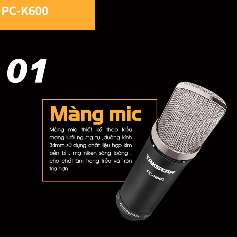 Mic Thu Âm TAKSTAR PC-K600 hát karaoke, livestream, bán hàng, BẢO HÀNH  CHÍNH HÃNG 12 THÁNG