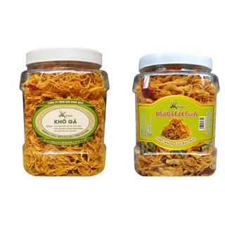 Combo 2 Hũ Khô Gà Bơ Tỏi & Khô Gà Lá Chanh ( Mỗi Hũ 500g) - Thiên đường ăn vặt