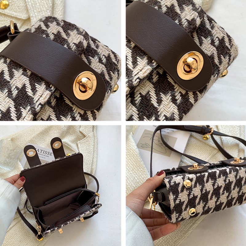 Túi đeo chéo có khóa kéo chống trộm họa tiết caro thời trang cho bé