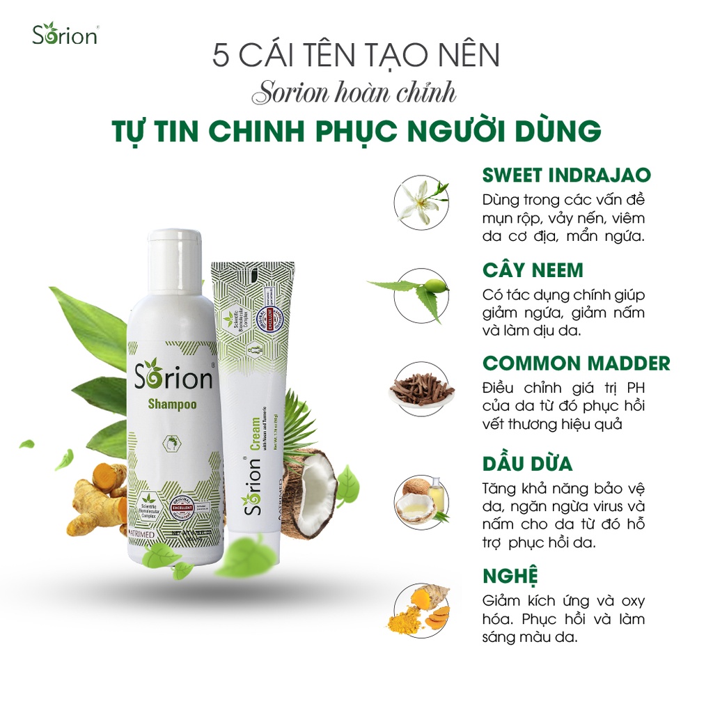 Kem Sorion 50GR - Phục hồi Vảy nến, Viêm da cơ địa, Chàm da, Da tiết bã, Nấm da, Hắc lào, Á sừng, Chàm sữa, Dưỡng ẩm da