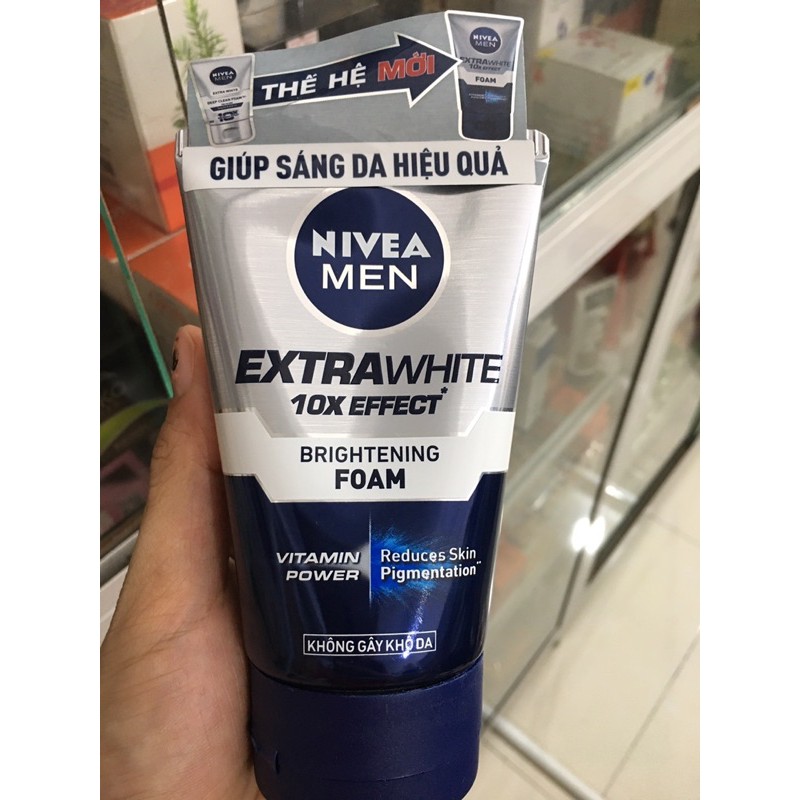 Sữa Rửa Mặt Giúp Sáng Da Kiểm Soát Nhờn Nivea Men Extra White Oil Control Mud Foam - 100g