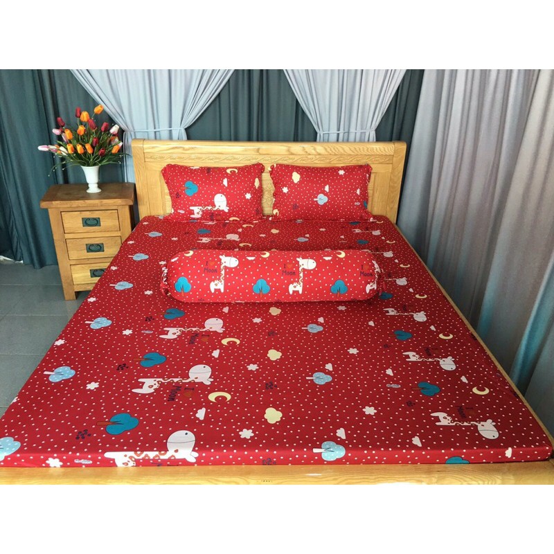 Bộ drap☘️FREESHIP☘️ga thun lạnh- thun Hàn quốc mẫu hươu( 1 ga , 3 vỏ gối)