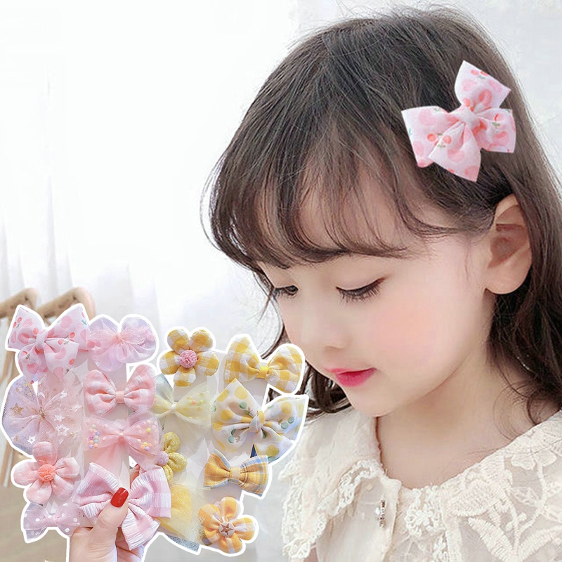 Set 8 Kẹp Tóc Nơ Ruy Băng Cho Bé Gái