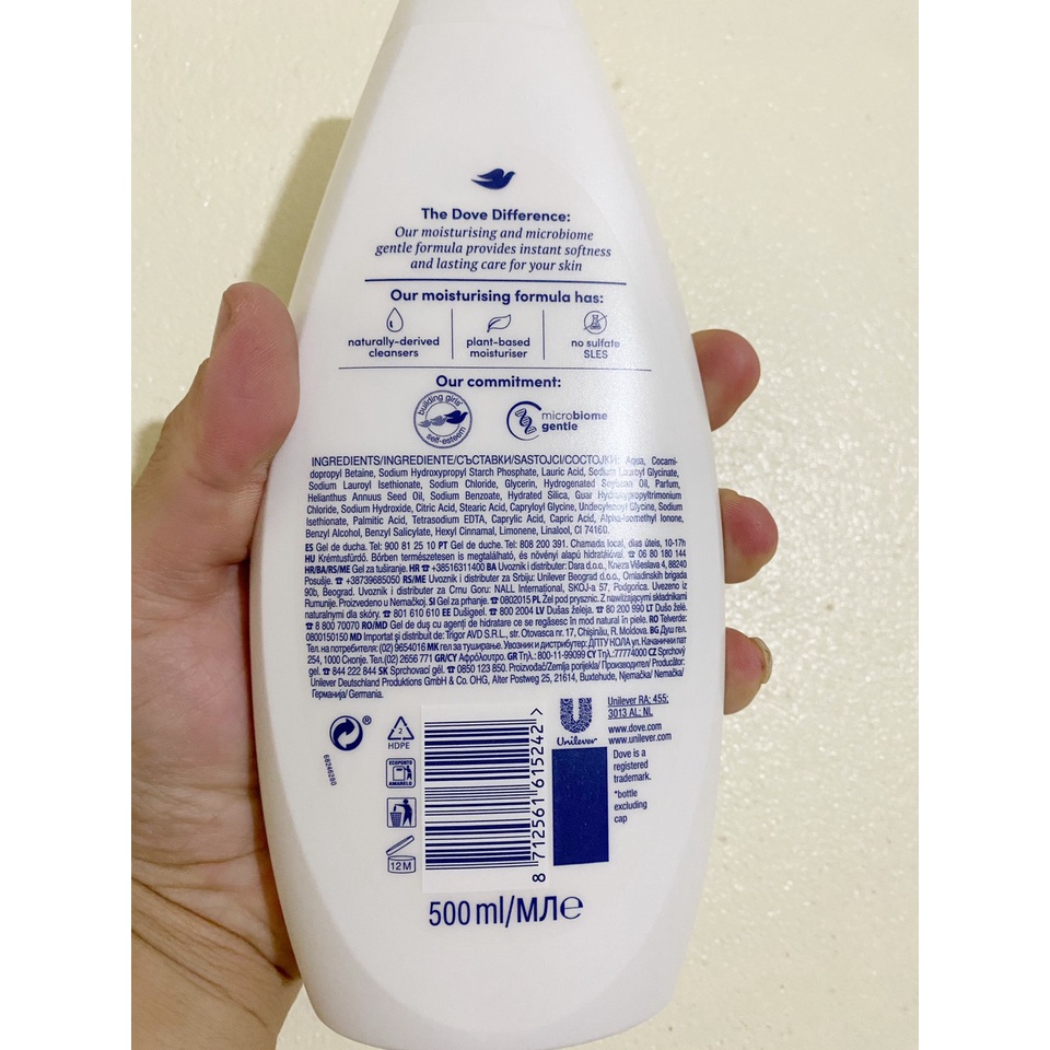 Sữa tắm DOVE Dưỡng Ẩm Mềm Mịn Da 500ml ĐỨc