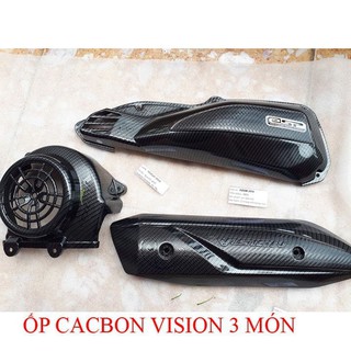 Bộ 3 món ốp xe vision 2014-2020 mạ crom trắng hay cacbon