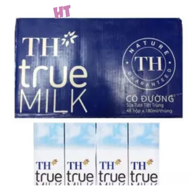 Thùng 48 Hộp Sữa TH True Milk Có Đường 180ml.