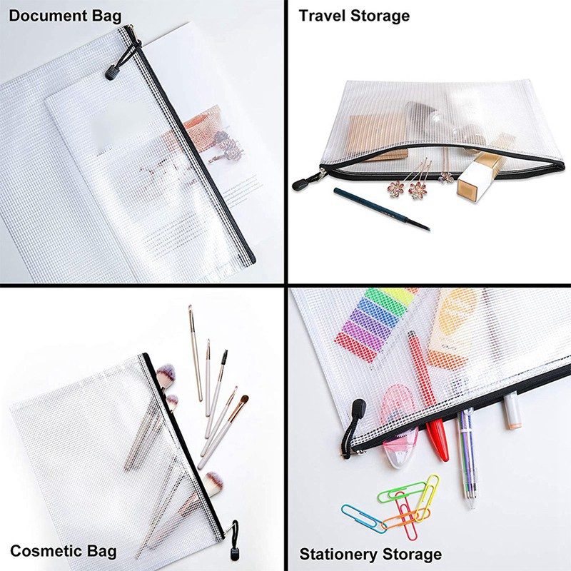 38Pcs Mesh Zipper Pouch, A4 Size Plastic File Folder Board Game Bags with Zipper for Classroom Office Travel Storage