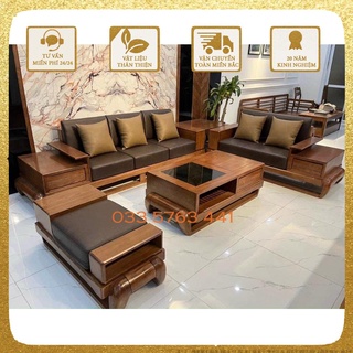 Bộ ghế sofa 2 văng gỗ sồi nga chân đùi gà hàng loại 1 - kích thước lớn gỗ siêu dày- hàng cao cấp