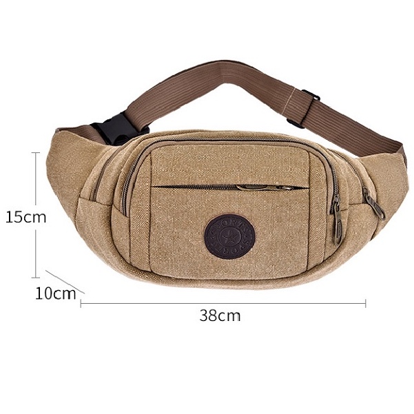 Túi đeo hông Sport nam nữ vải canvas 3 màu chống bụi dây đeo dễ điều chỉnh, túi đeo chéo