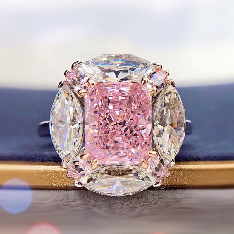 Nhẫn Đính Đá Zircon Hình Vuông Sang Trọng Cho Nữ