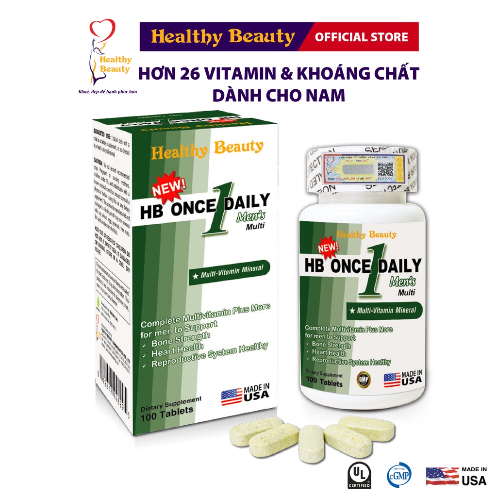 ComBo Gia Đình Cùng Khỏe HB Once Daily Women's Multi & HB Once Daily Men's Multi Healthy Beauty