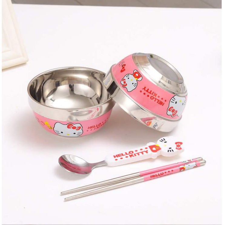 Bộ chén muỗng nĩa doremon - kitty cho bé